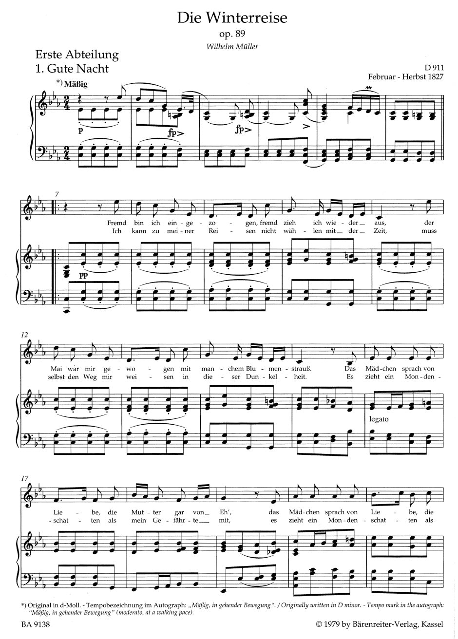 Winterreise op. 89 for Middle Voice
