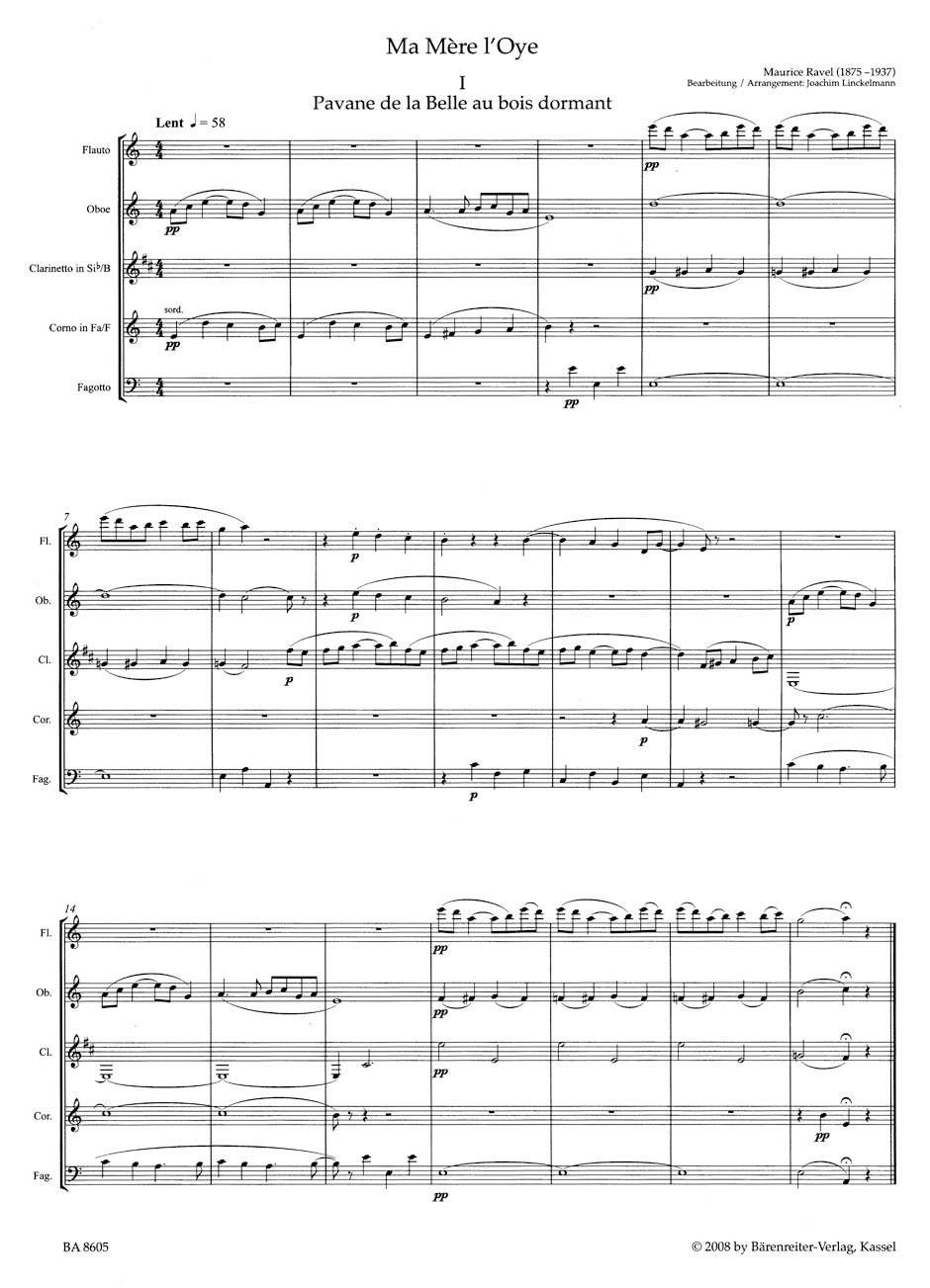 Ma Mere l'Oye
arranged for Woodwind Quintet