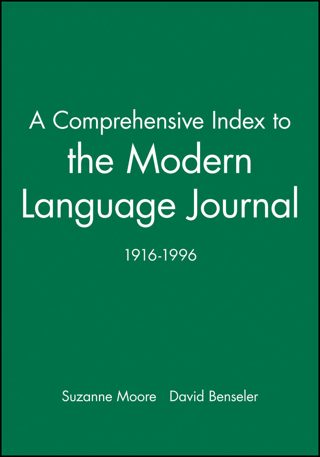 A Comprehensive Index to the Modern Language Journal