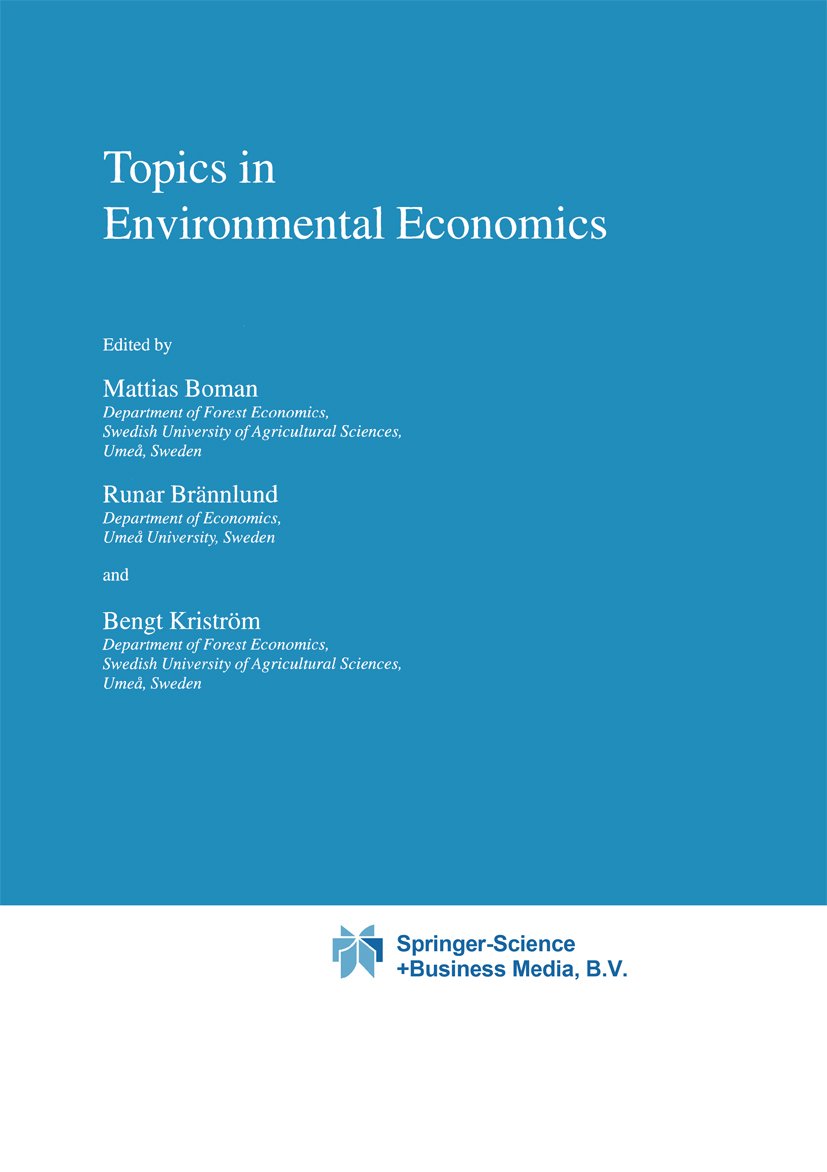 Topics in Environmental Economics