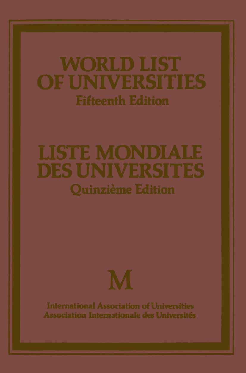 World List of Universities / Liste Mondiale des Universites