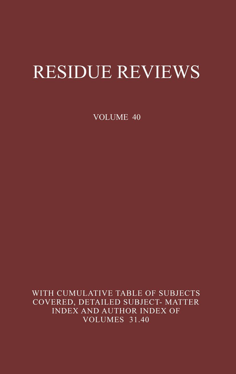 Reviews of Environmental Contamination and Toxicology