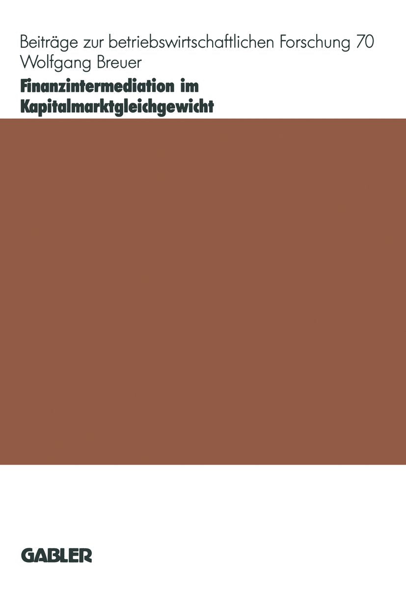 Finanzintermediation im Kapitalmarktgleichgewicht