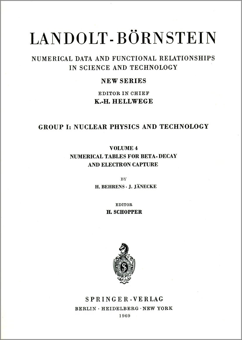 Landolt-Börnstein: Numerical Data and Functional Relationships in Science and Technology - New Series