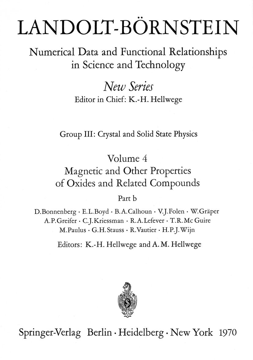 Landolt-Börnstein: Numerical Data and Functional Relationships in Science and Technology - New Series