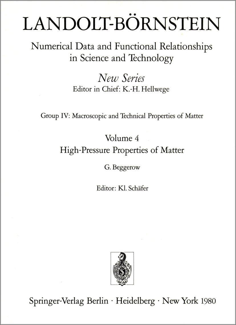 Landolt-Börnstein: Numerical Data and Functional Relationships in Science and Technology - New Series