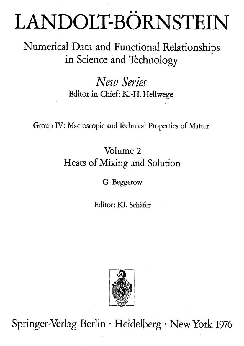 Landolt-Börnstein: Numerical Data and Functional Relationships in Science and Technology - New Series