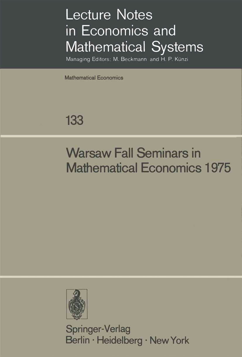 Lecture Notes in Economics and Mathematical Systems