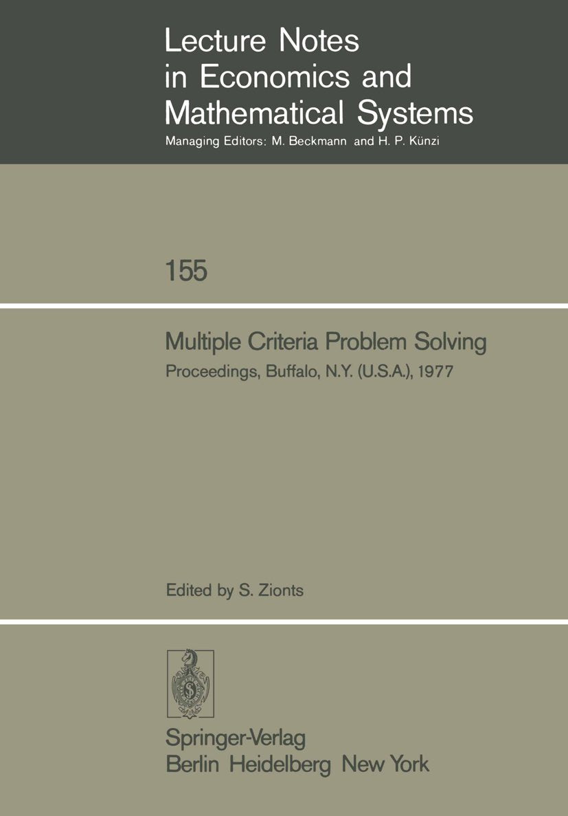 Lecture Notes in Economics and Mathematical Systems