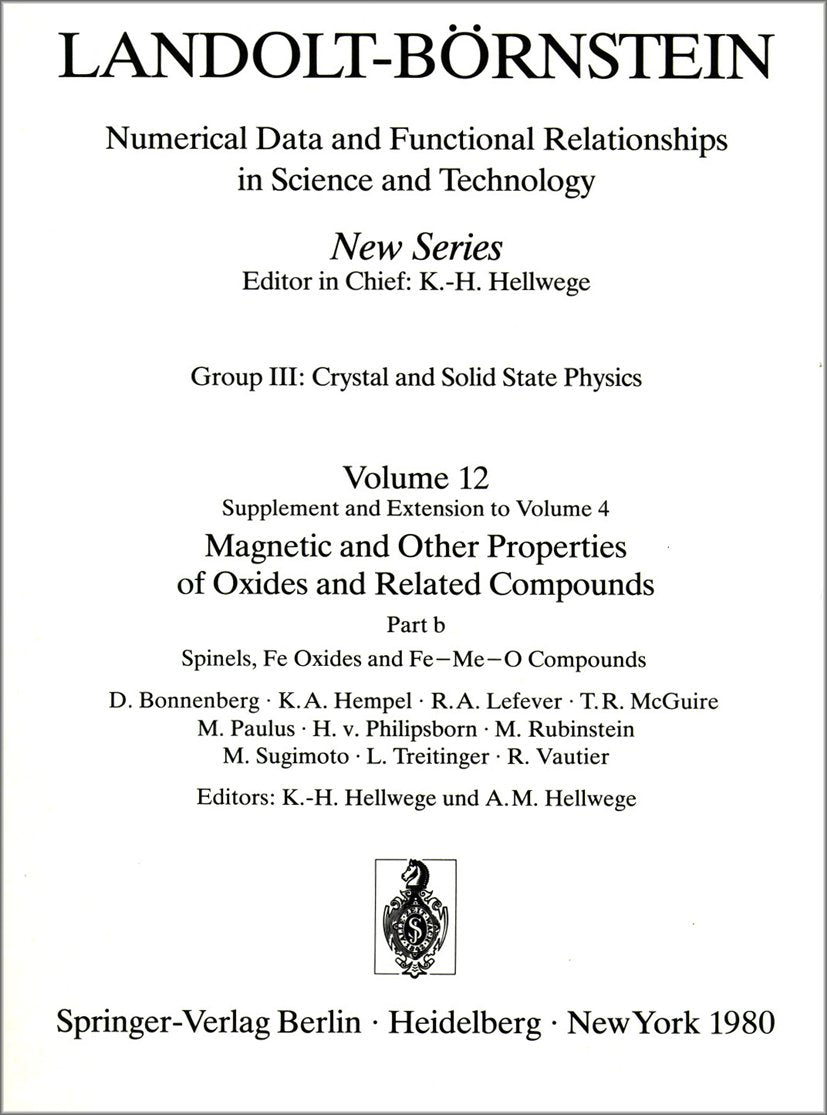 Landolt-Börnstein: Numerical Data and Functional Relationships in Science and Technology - New Series