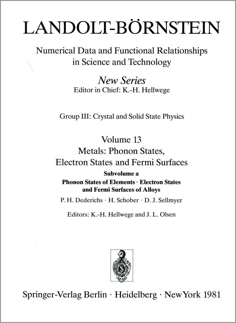 Landolt-Börnstein: Numerical Data and Functional Relationships in Science and Technology - New Series