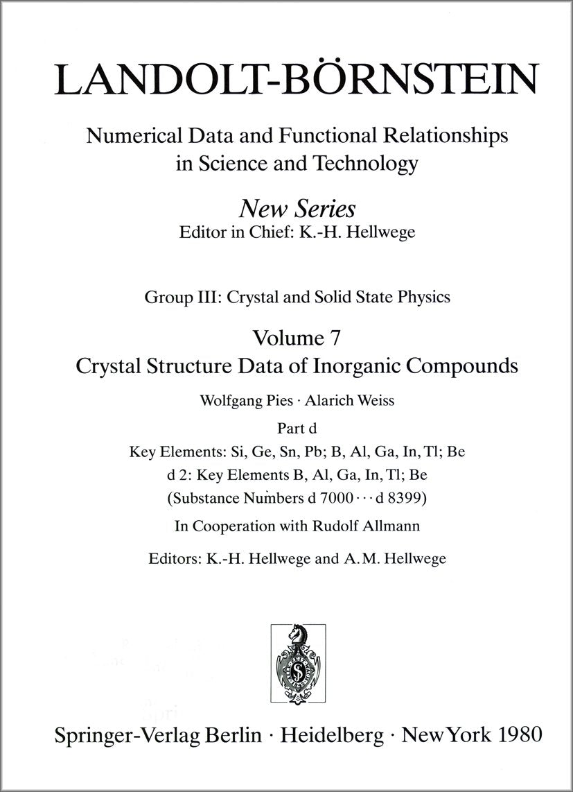 Landolt-Börnstein: Numerical Data and Functional Relationships in Science and Technology - New Series