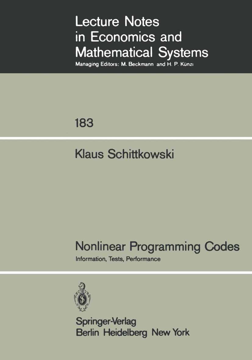 Lecture Notes in Economics and Mathematical Systems