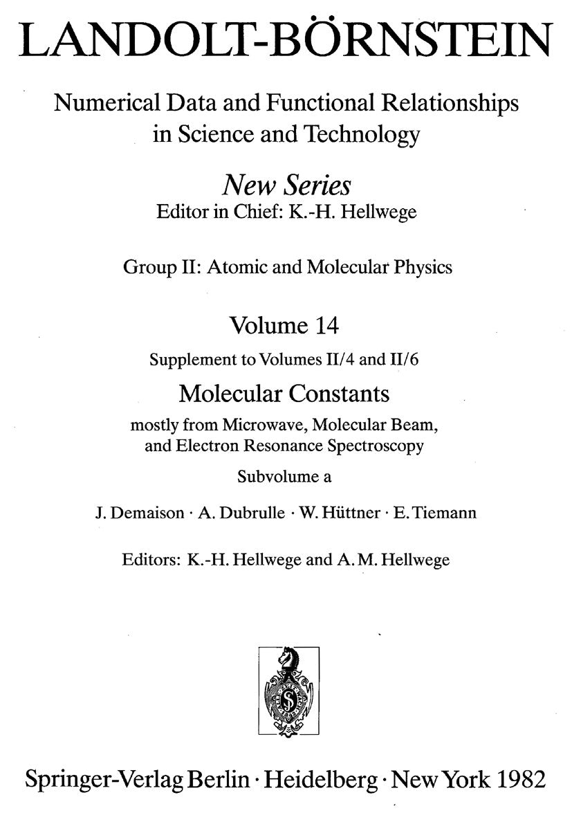 Landolt-Börnstein: Numerical Data and Functional Relationships in Science and Technology - New Series