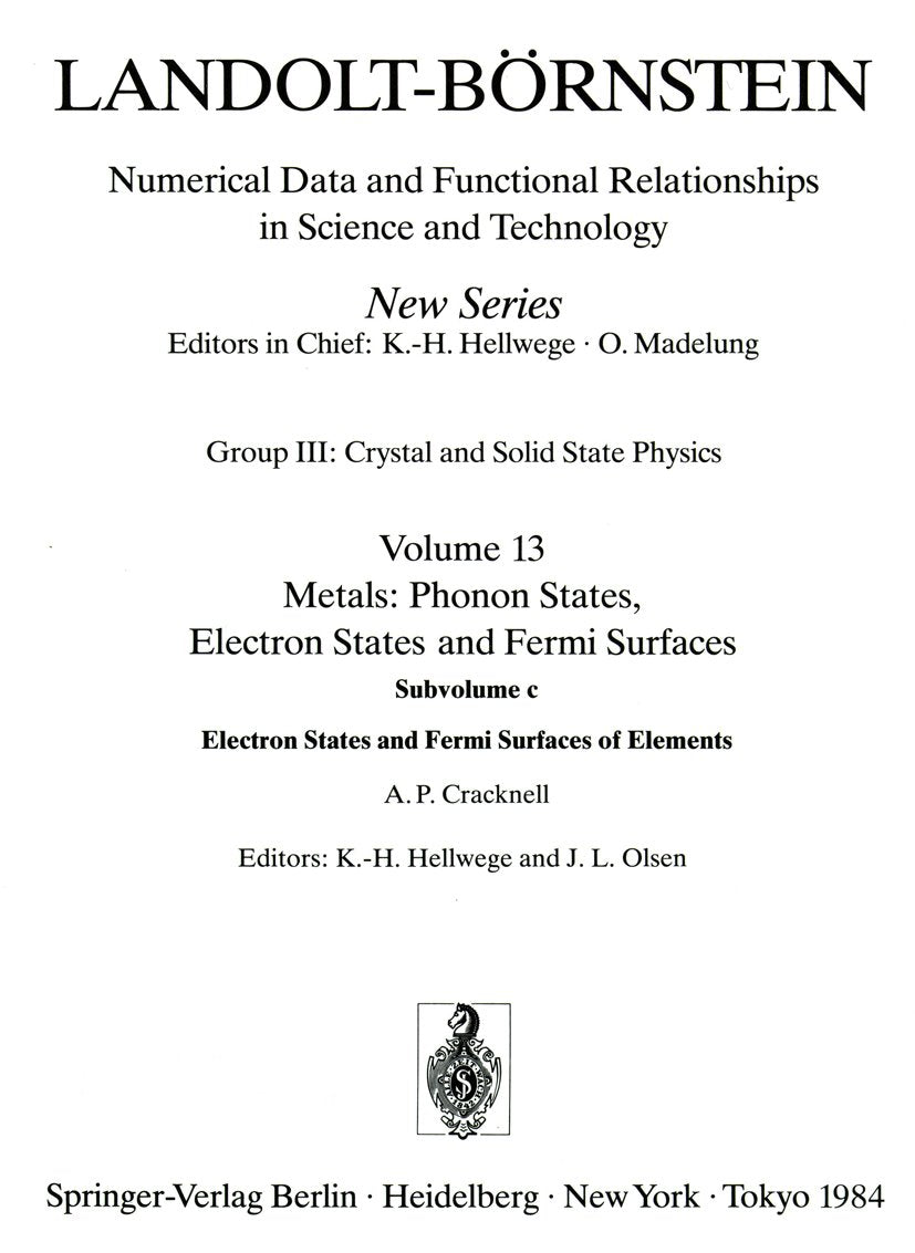 Landolt-Börnstein: Numerical Data and Functional Relationships in Science and Technology - New Series