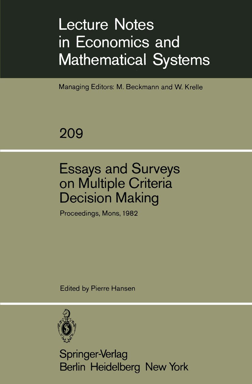 Lecture Notes in Economics and Mathematical Systems