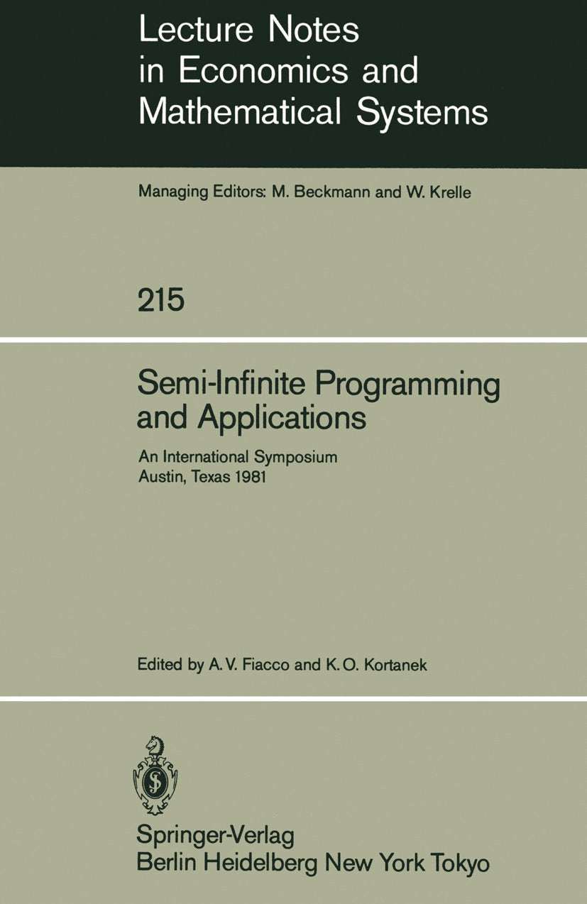 Lecture Notes in Economics and Mathematical Systems