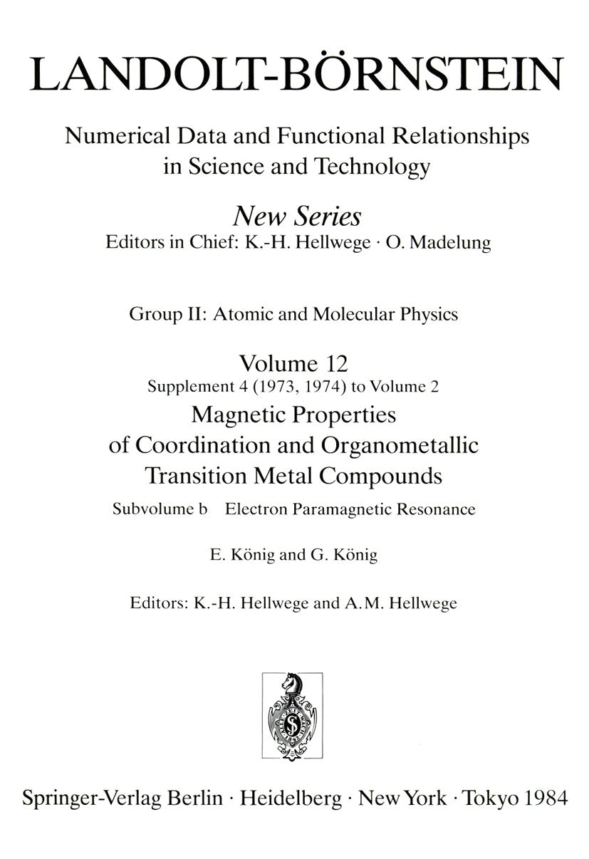 Landolt-Börnstein: Numerical Data and Functional Relationships in Science and Technology - New Series