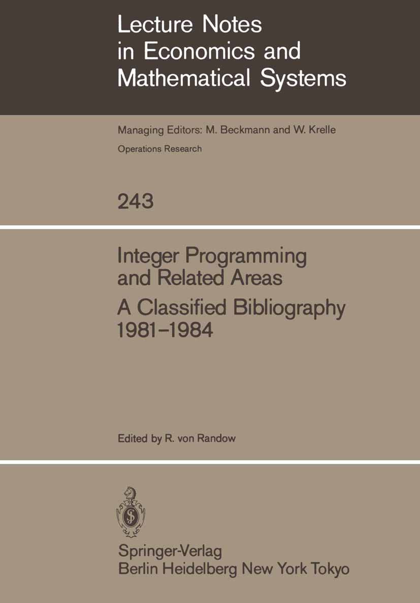 Lecture Notes in Economics and Mathematical Systems