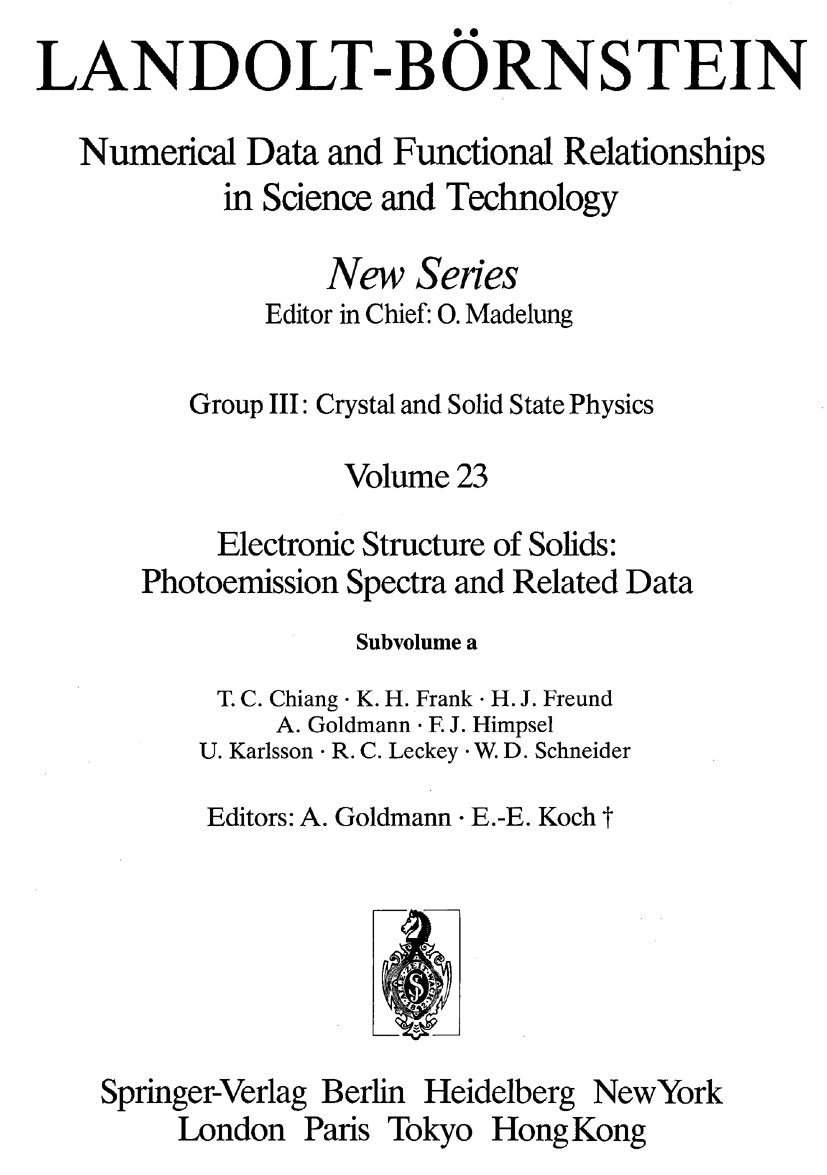 Landolt-Börnstein: Numerical Data and Functional Relationships in Science and Technology - New Series