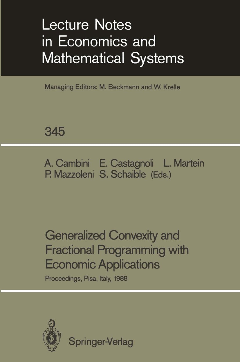 Lecture Notes in Economics and Mathematical Systems