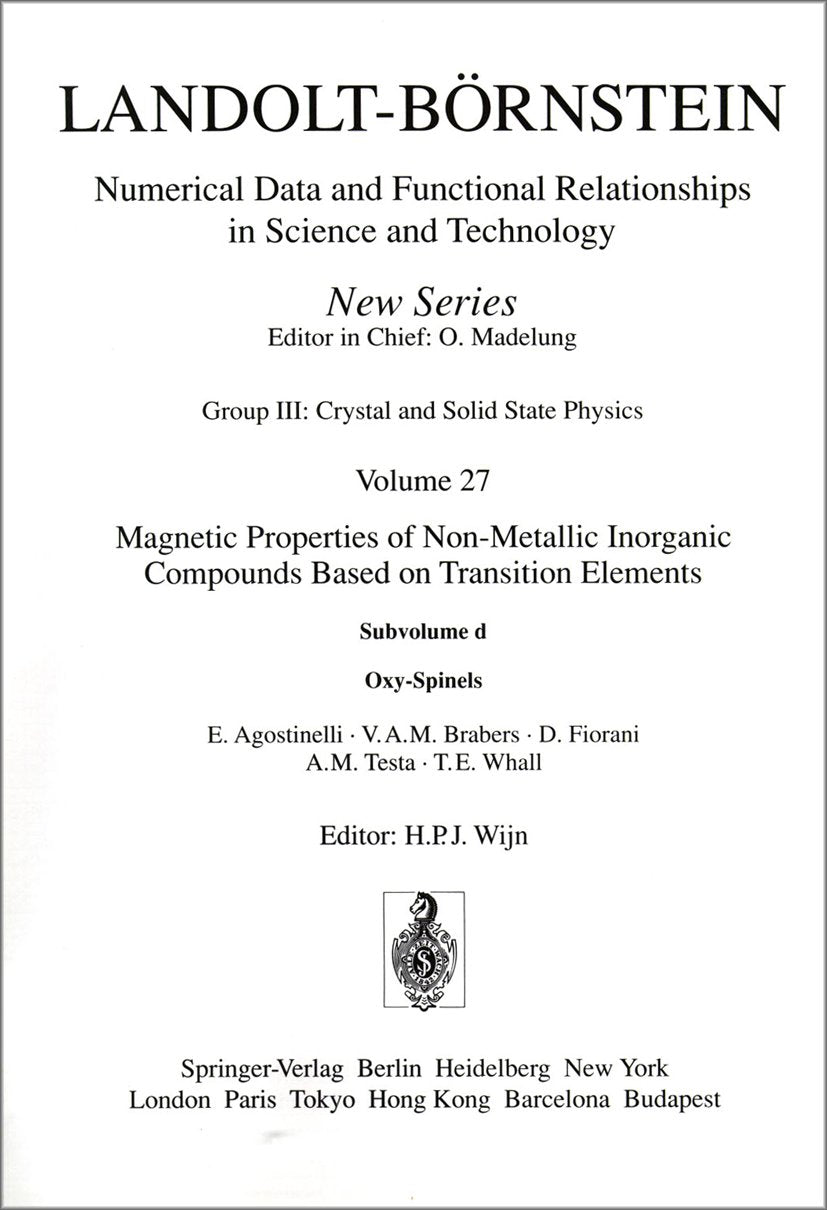 Landolt-Börnstein: Numerical Data and Functional Relationships in Science and Technology - New Series