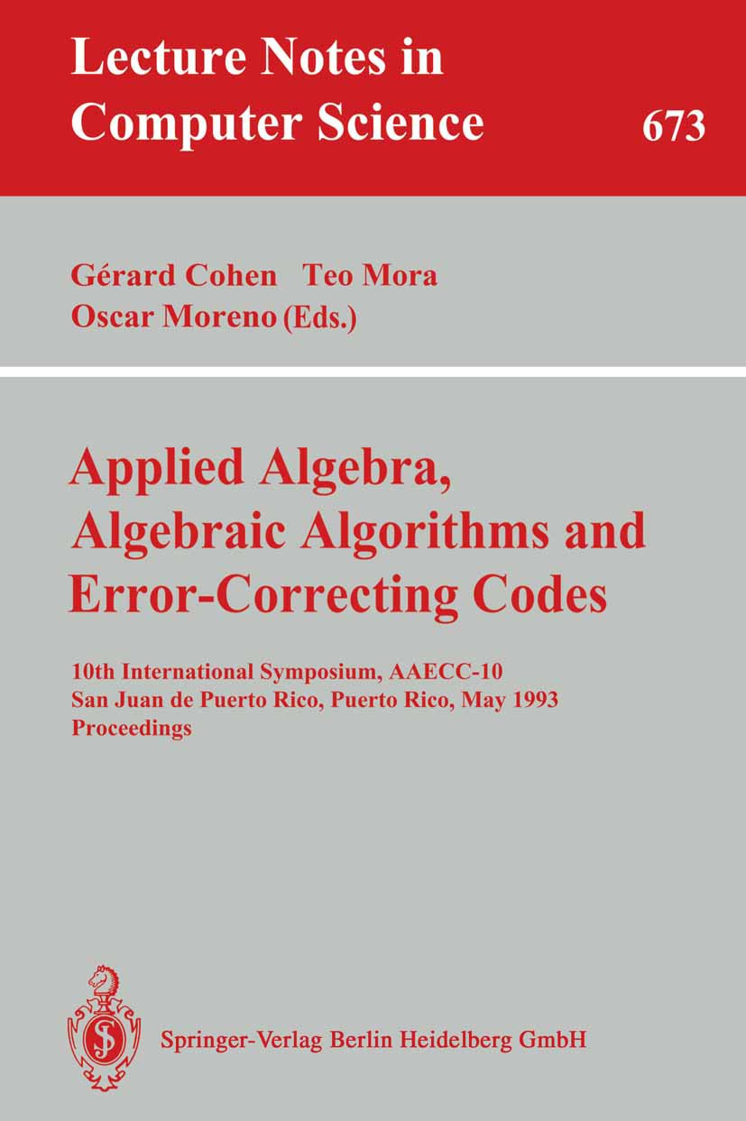 Applied Algebra, Algebraic Algorithms and Error-Correcting Codes