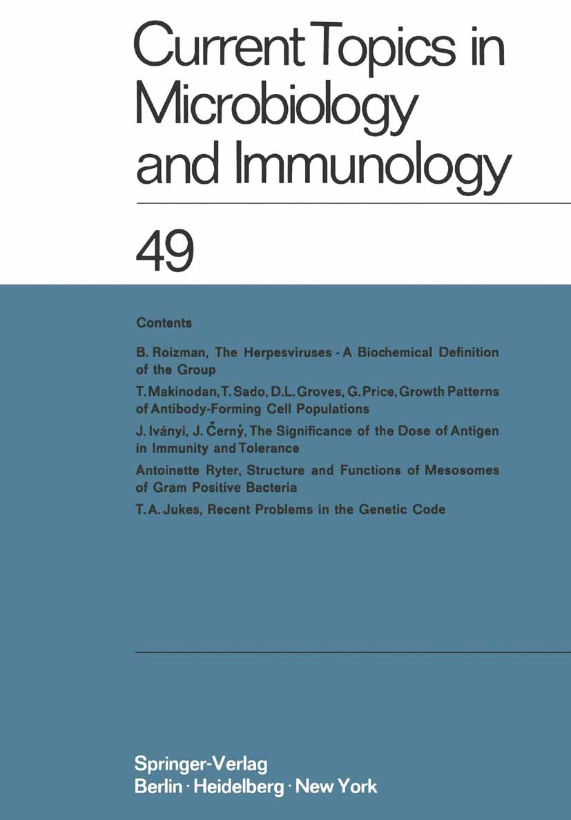 Current Topics in Microbiology and Immunology / Ergebnisse der Mikrobiologie und Immunitätsforschung