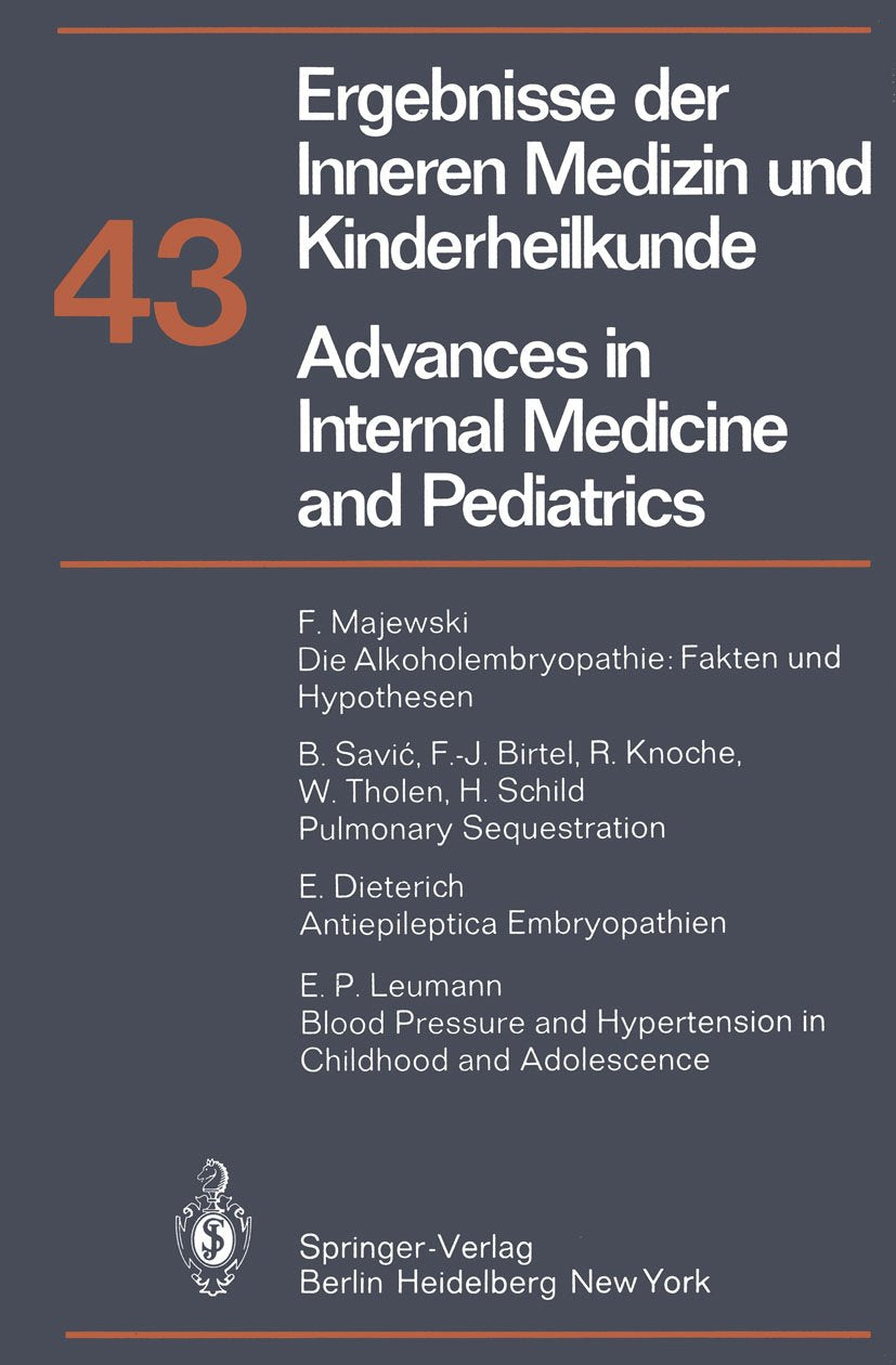 Advances in Internal Medicine and Pediatrics/Ergebnisse der Inneren Medizin und Kinderheilkunde
