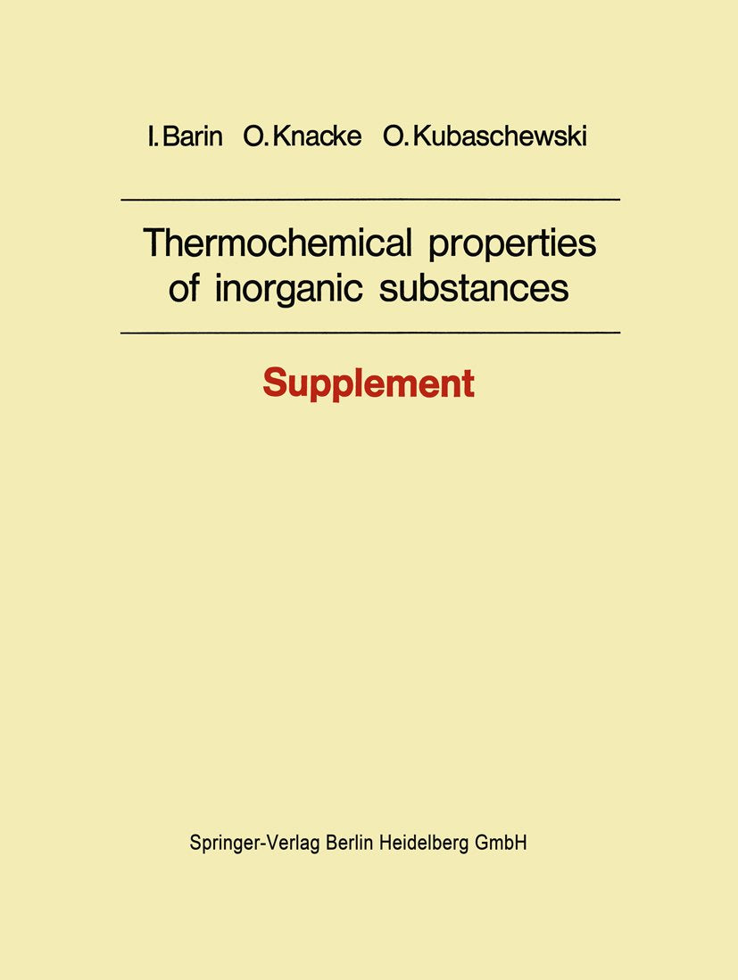 Thermochemical properties of inorganic substances