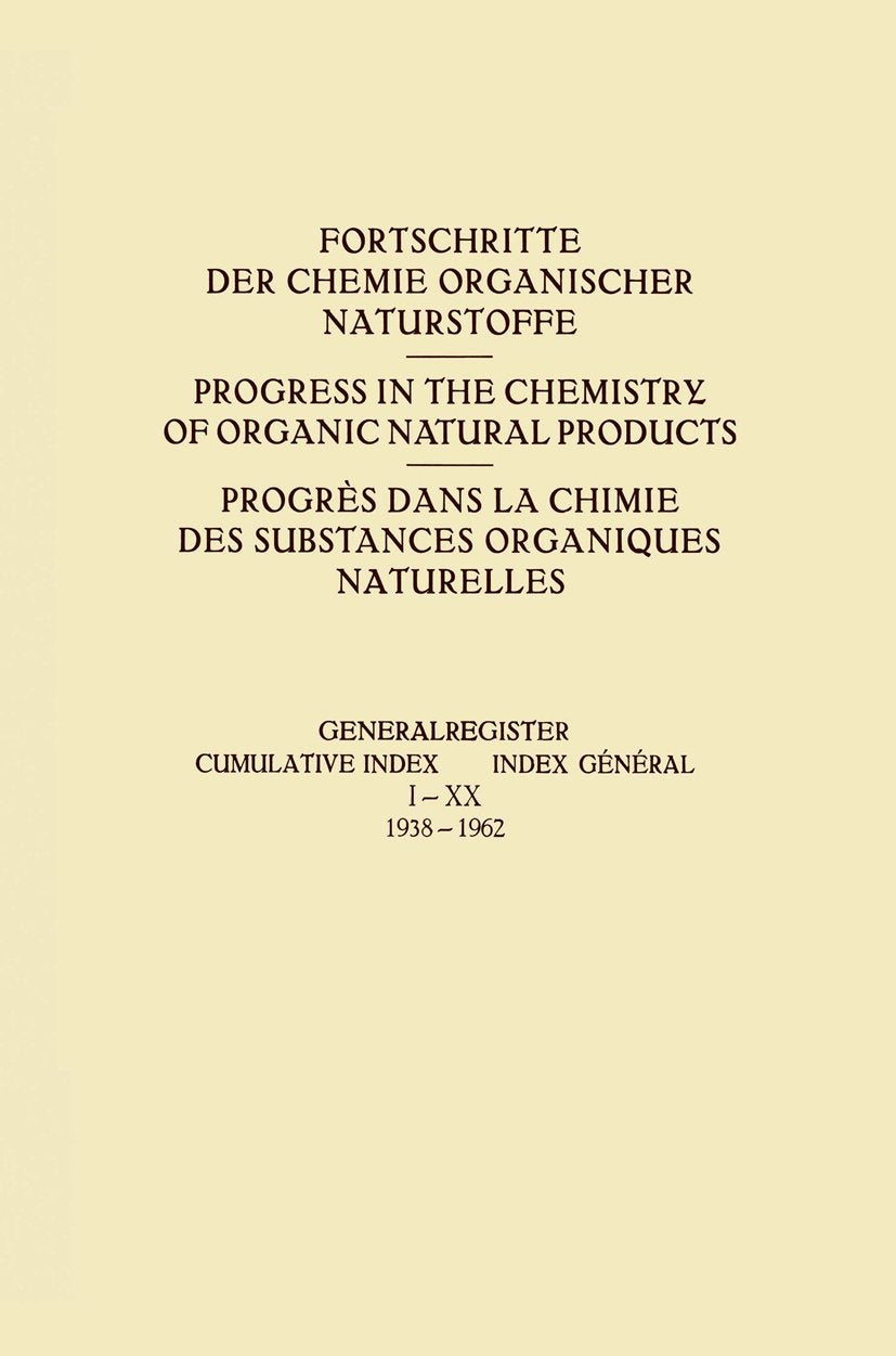 Generalregister / Cumulative Index / Index Général I–XX (1938–1962)