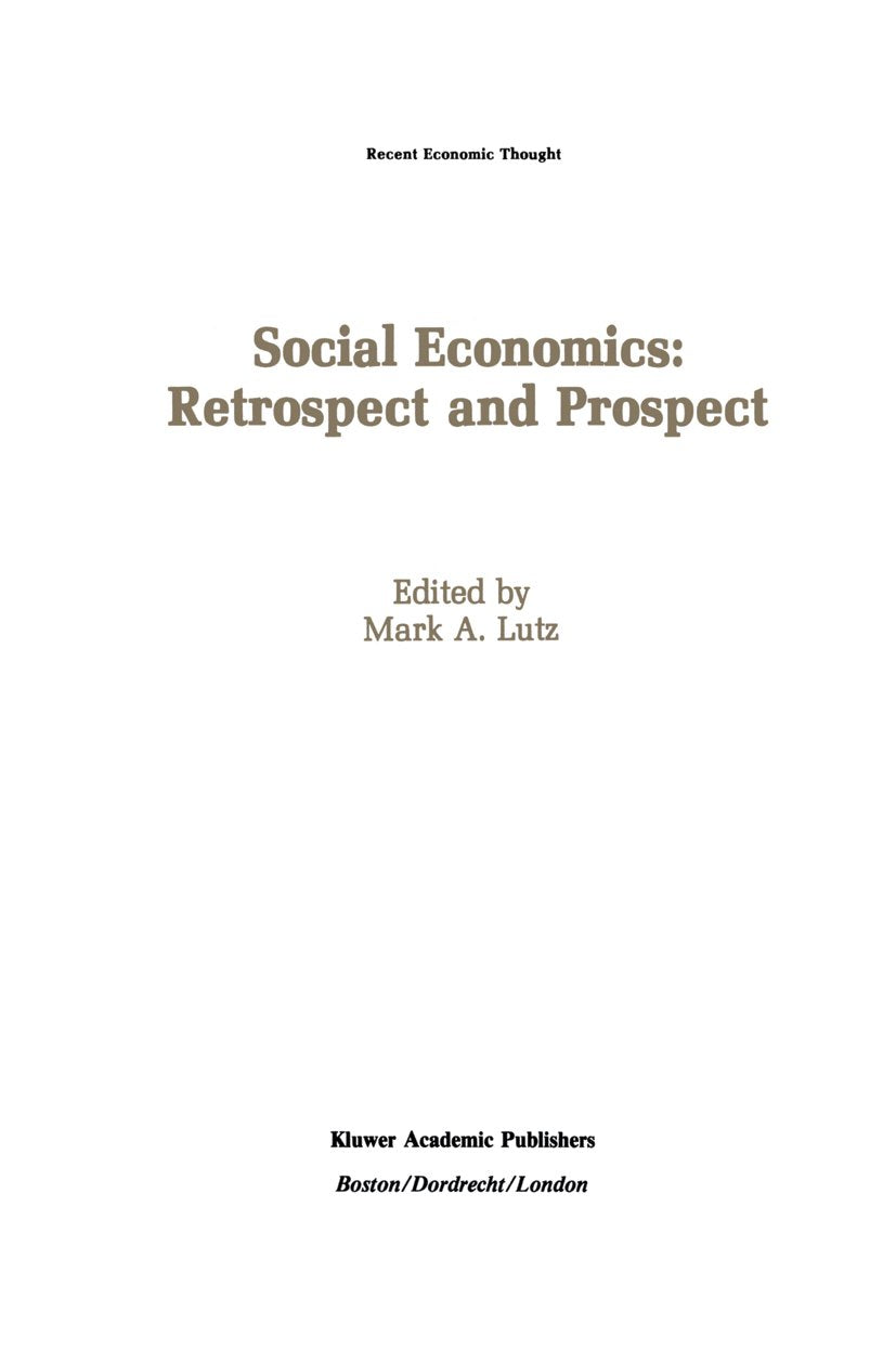 Recent Economic Thought