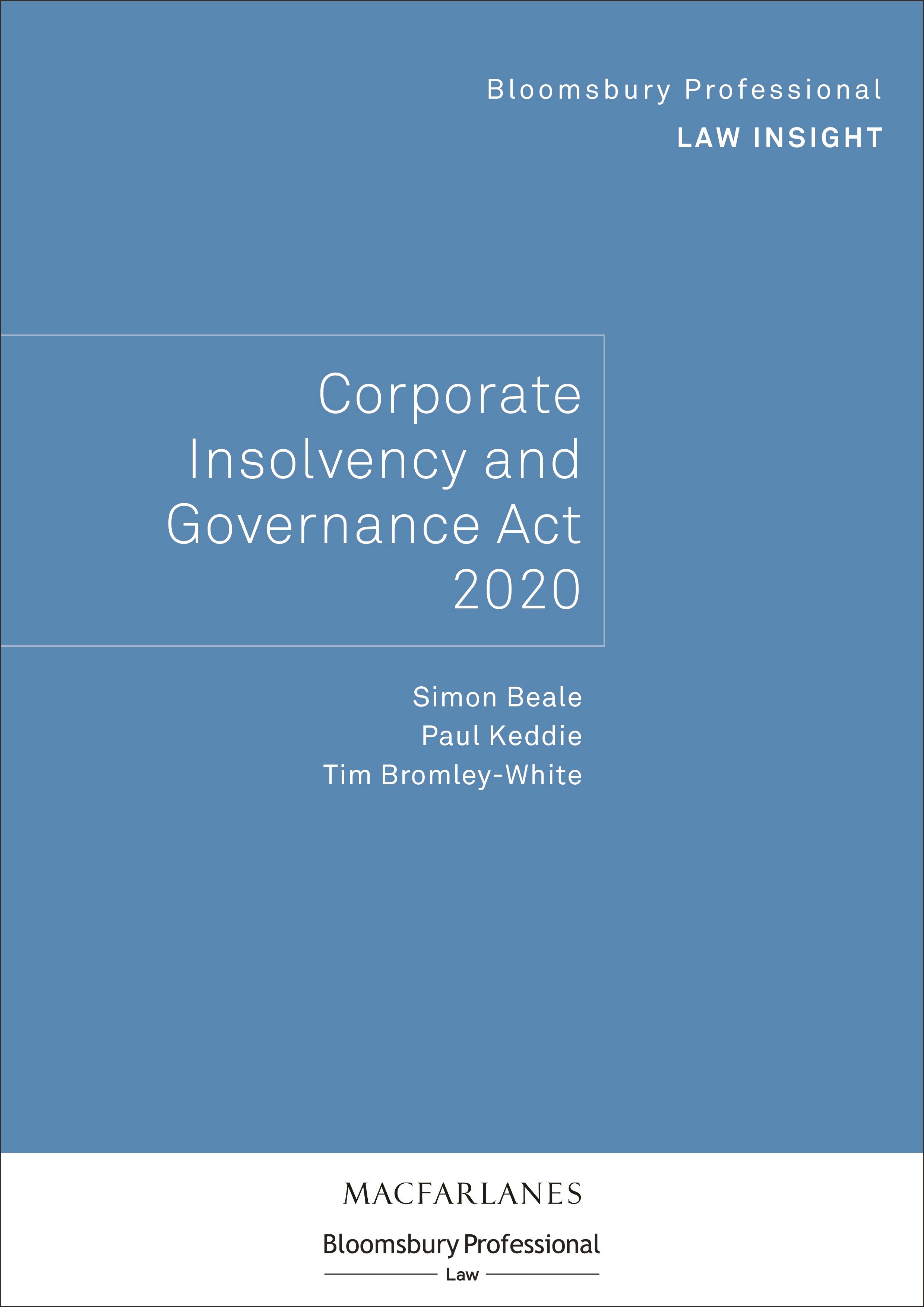 Bloomsbury Professional Law Insight - Corporate Insolvency and Governance Act 2020