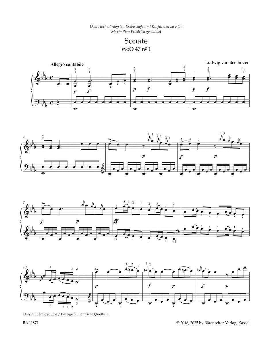 The Complete Sonatas for Pianoforte 
Vol. I: WoO 47 – op. 14 (12 Sonatas).
With fingering by Marc-Andre Hamelin