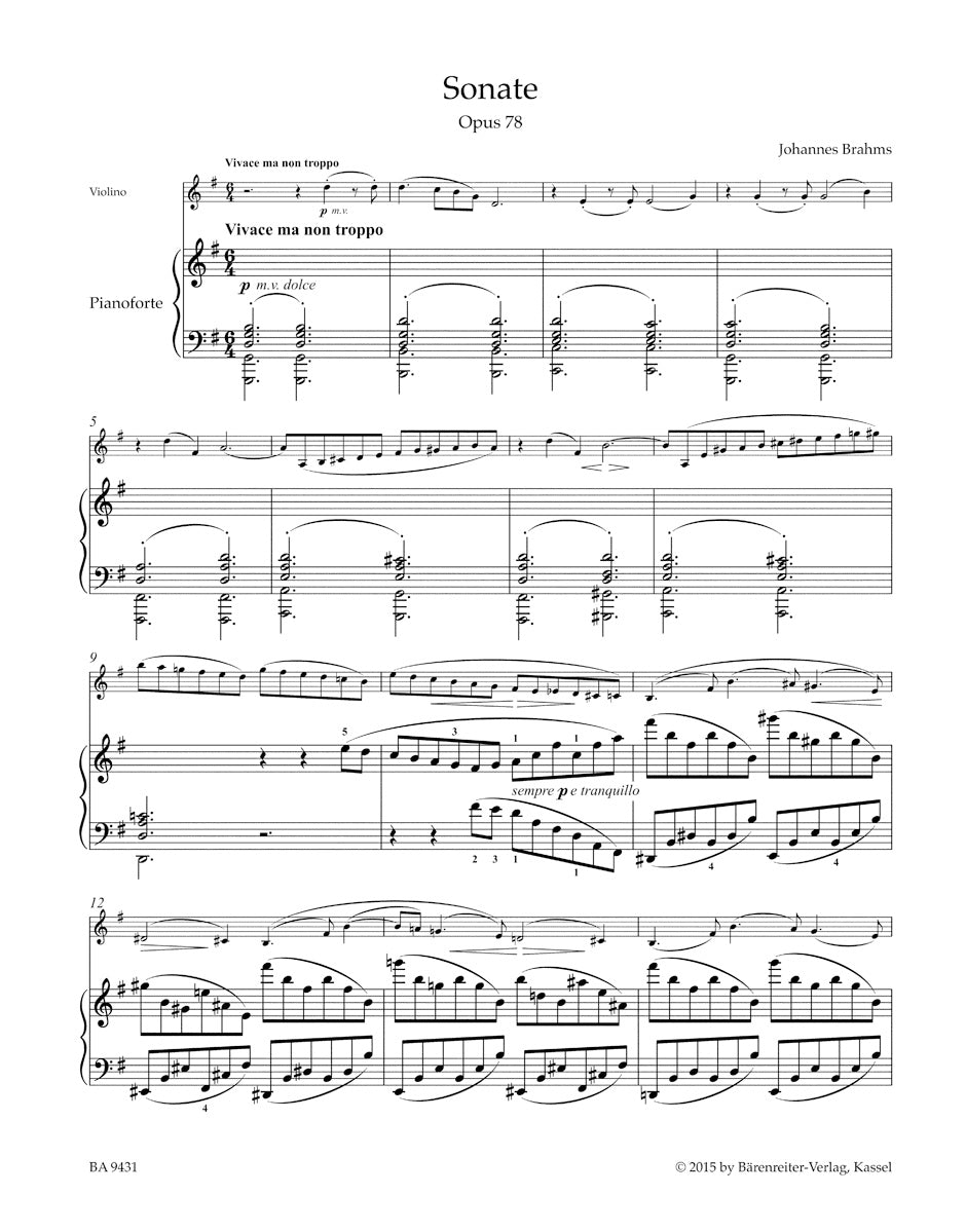 Sonata in G maj for Violin and Piano op. 78