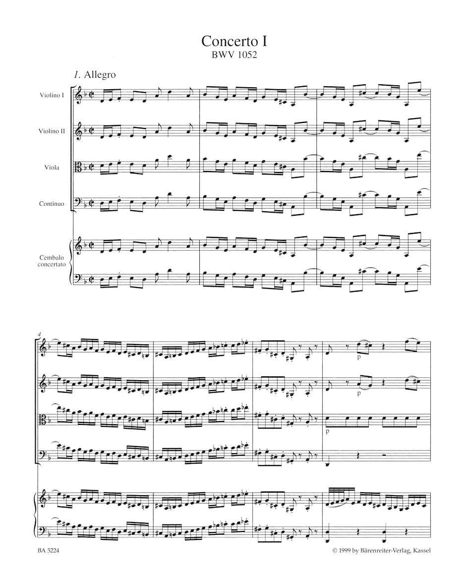 Concerto in D min BWV 1052 for Harpsichord and strings