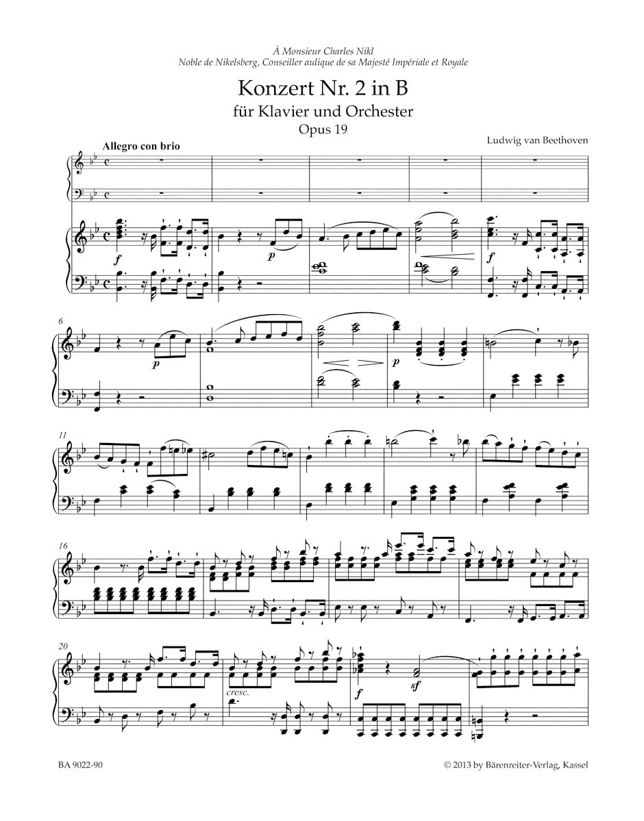 Concerto No. 2 B-flat major for Pianoforte and Orchestra op. 19