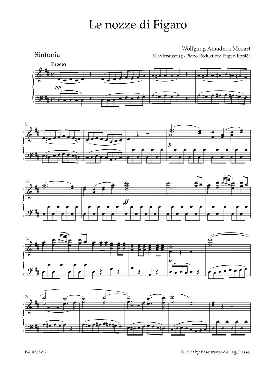 Le nozze di Figaro K. 492
Text: L. da Ponte / German: N. Brieger