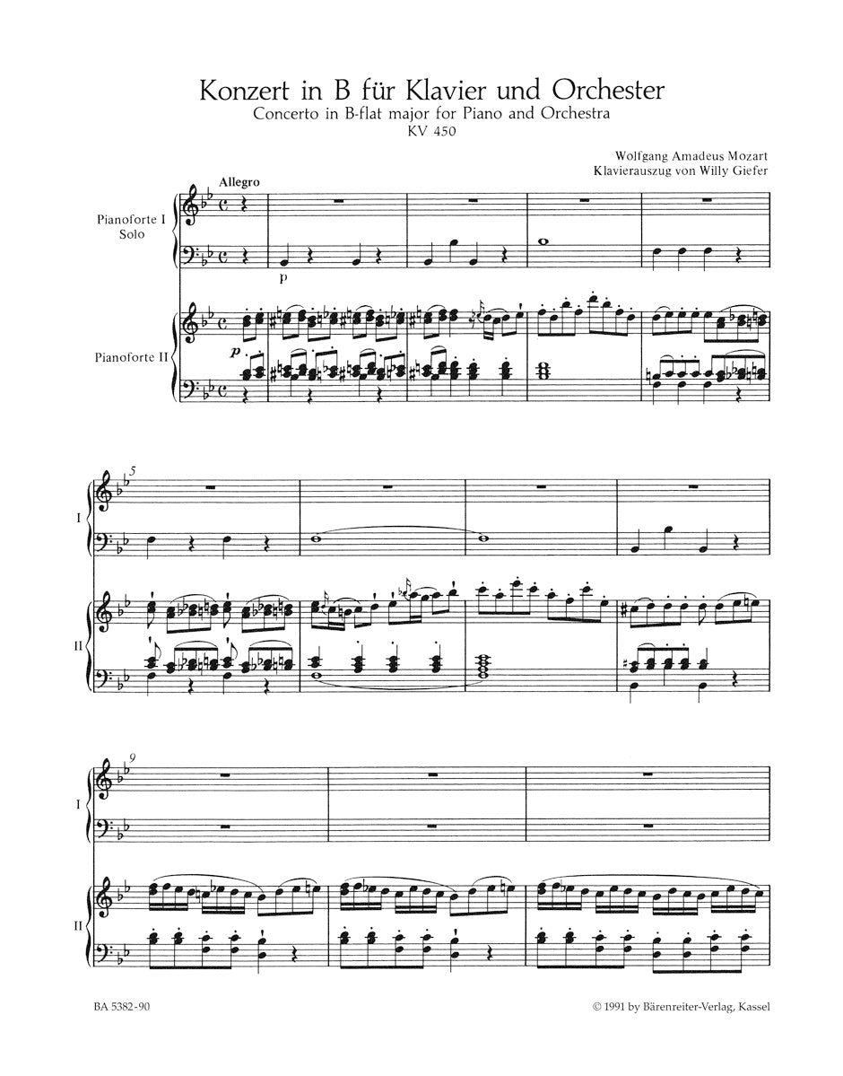 Piano Concerto No. 15 in B-flat maj K. 450
