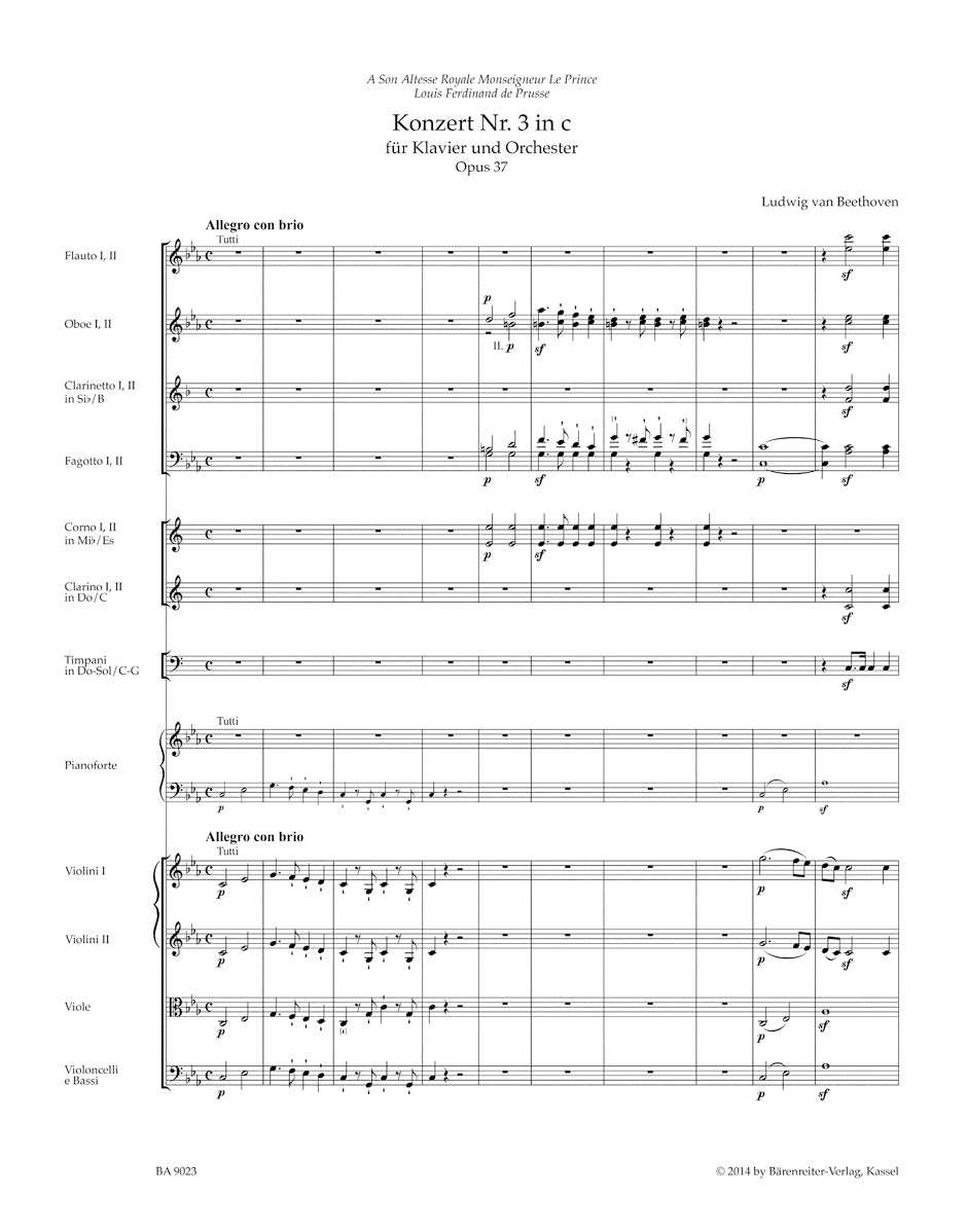 Concerto No. 3 in C min for Pianoforte and Orchestra op 37