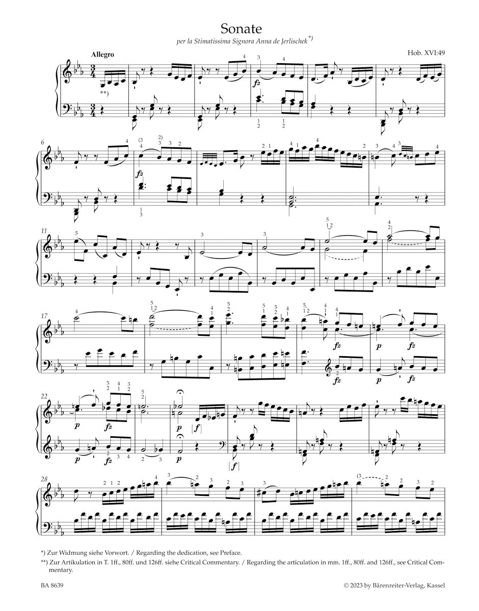 Sonata in E-flat maj Hob. XVI:49 "Genzinger"