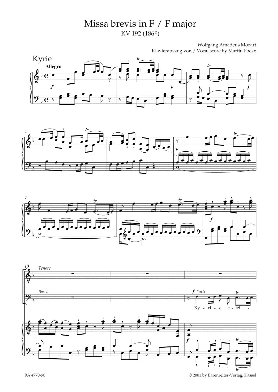 Missa brevis in F maj K. 192 (186f)