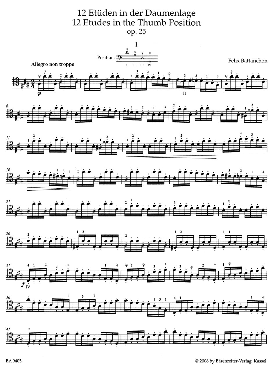 12 Etudes in the Thumb Position for Solo Violoncello
