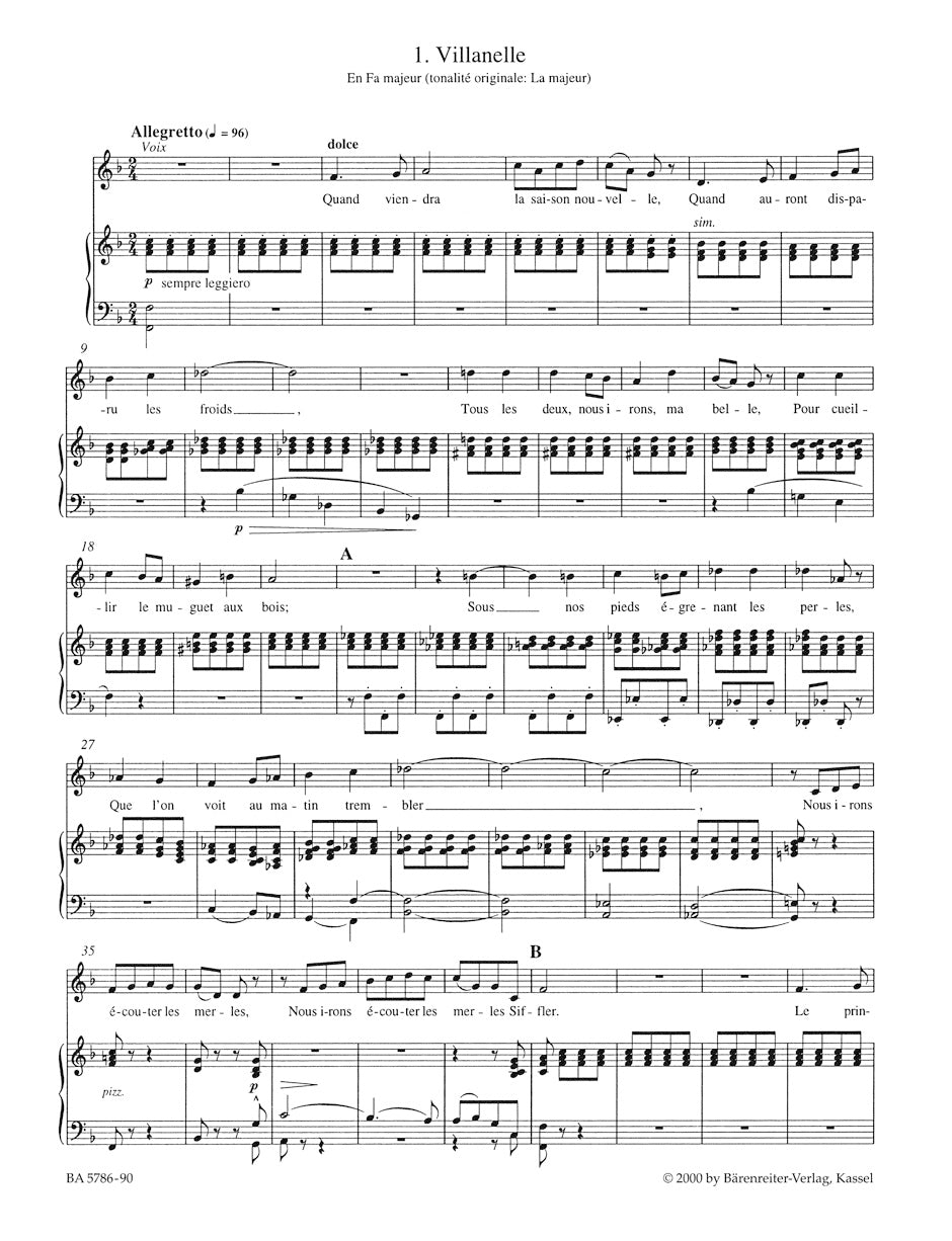 Les nuits d'ete for Medium Voice & Piano