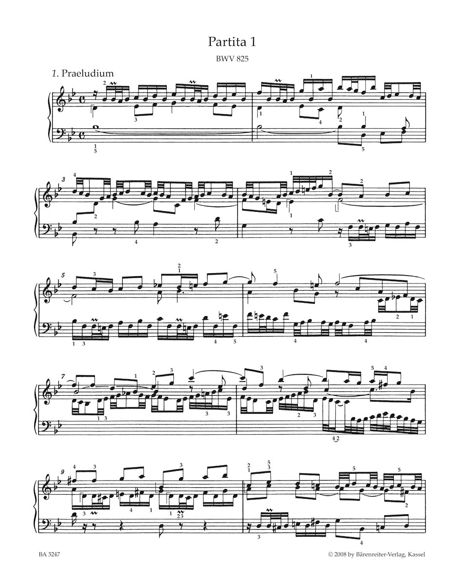 Six Partitas
First Part of the Clavier Uebung 
BWV 825-830