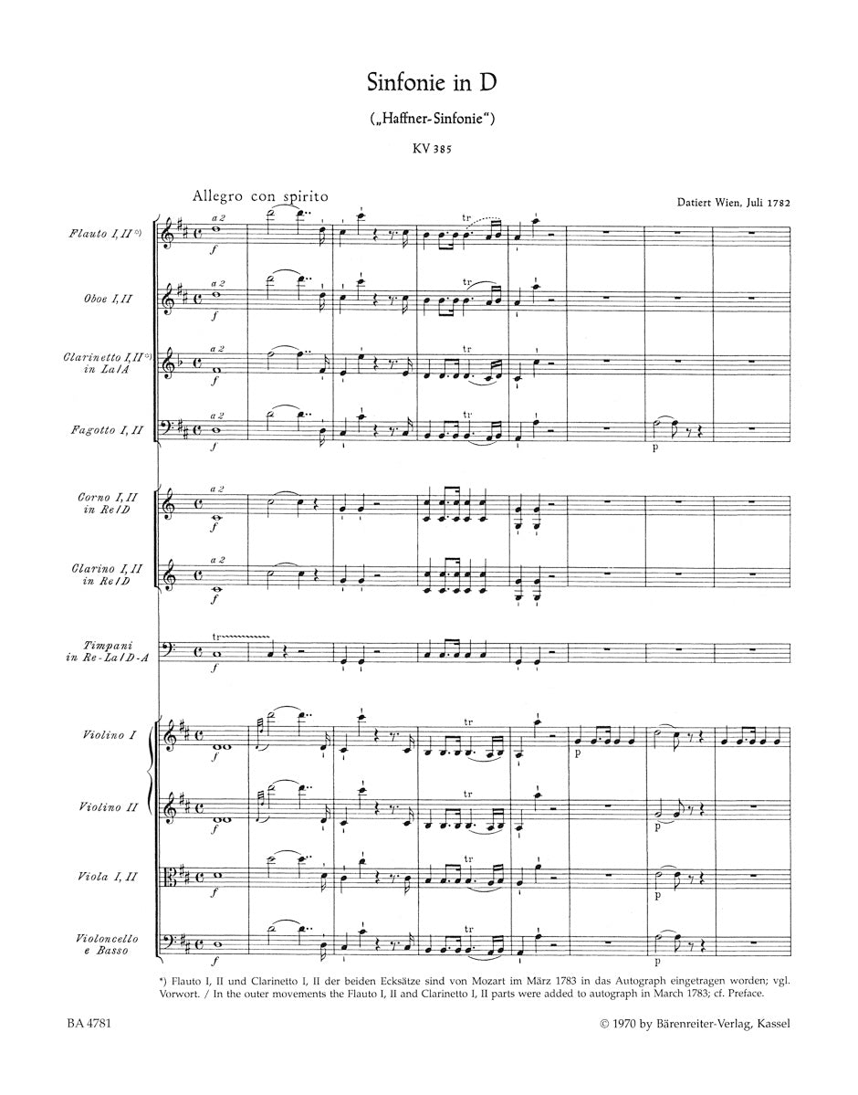 Symphony No. 35 in D maj K. 385 "Haffner"