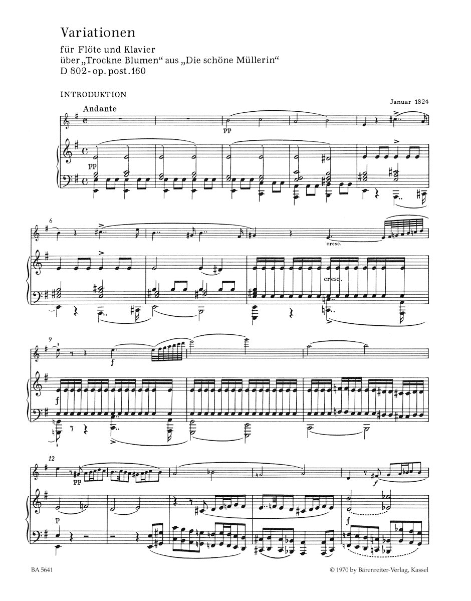 Variations for Flute and Piano on 'Trockene Blumen'  from "Die Schone Mullerin"  D 802