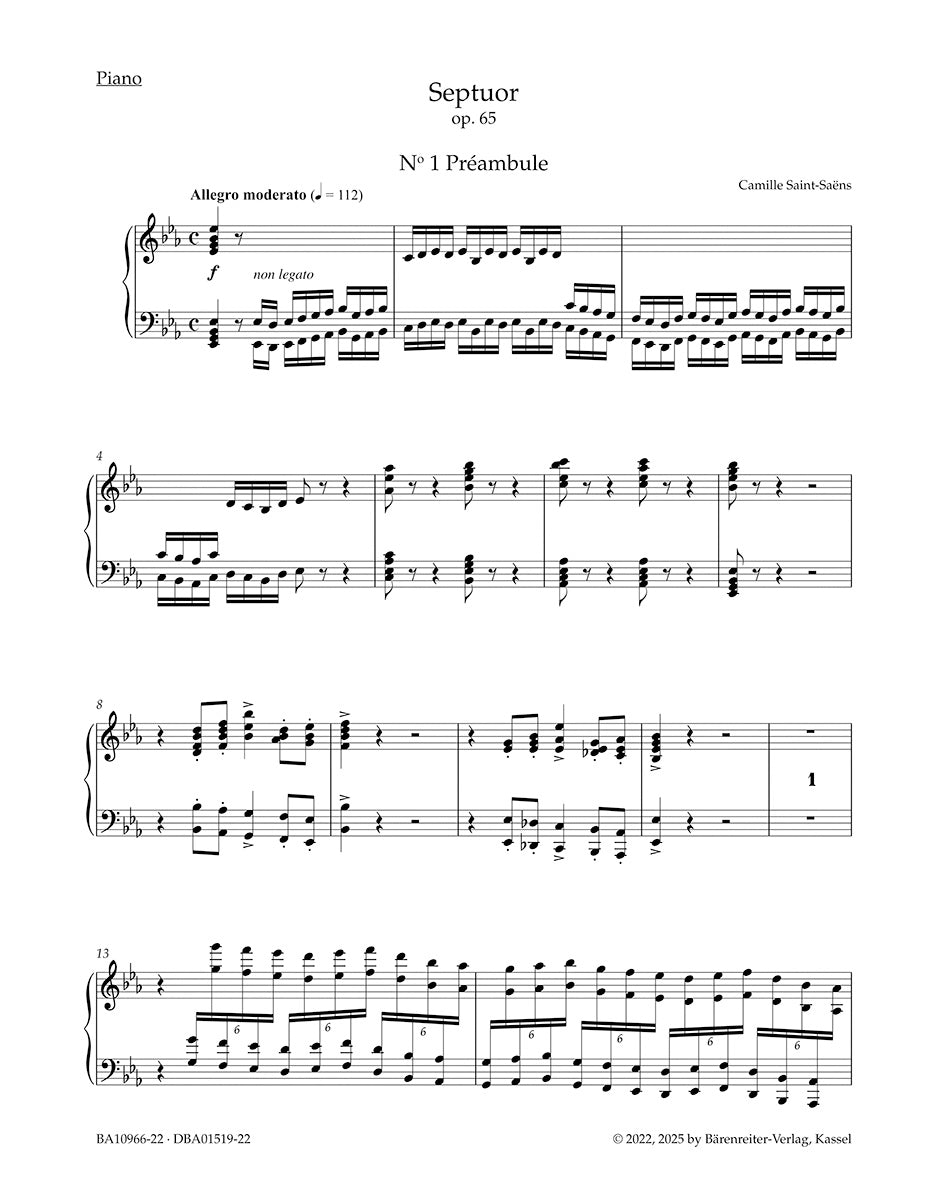 Septuor in E-flat maj op. 65
for Trumpet, Piano, two Violins, Viola, Violoncello and Double Bass