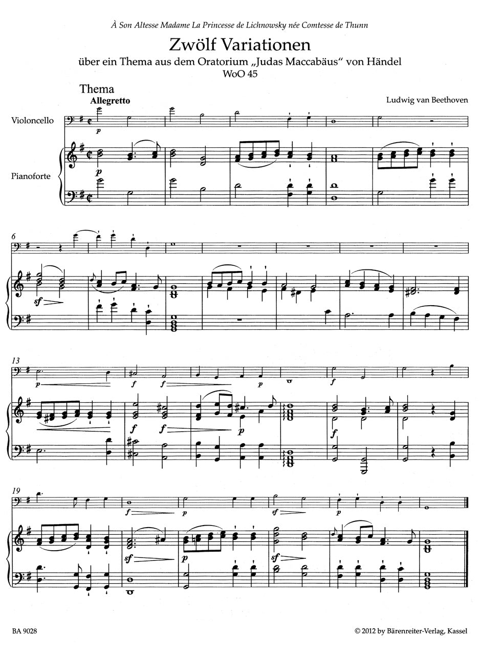 Variations for Pianoforte and Violoncello