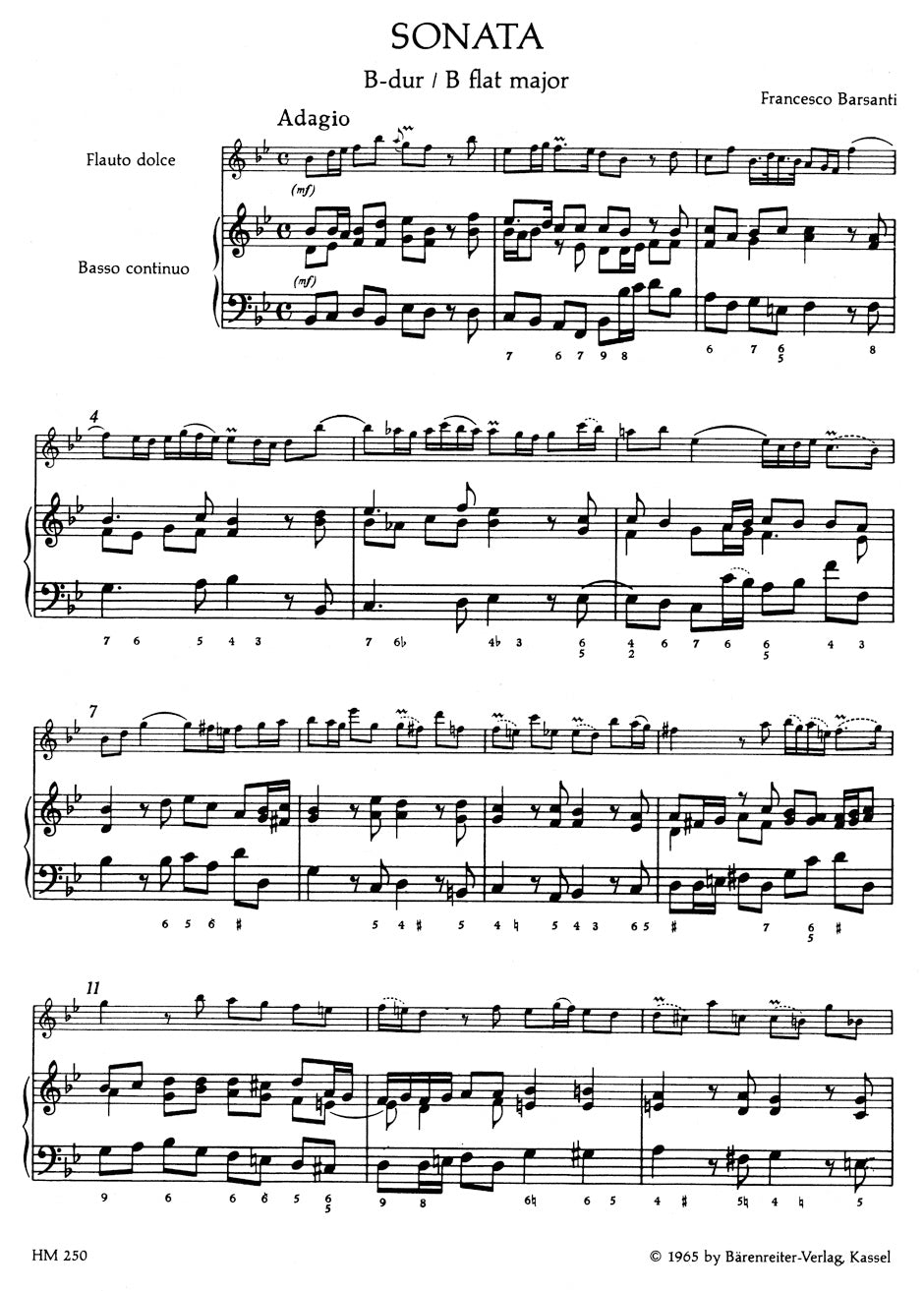 Italian Baroque Music for Recorder.
Six Sonatas for Treble Recorder and Bc